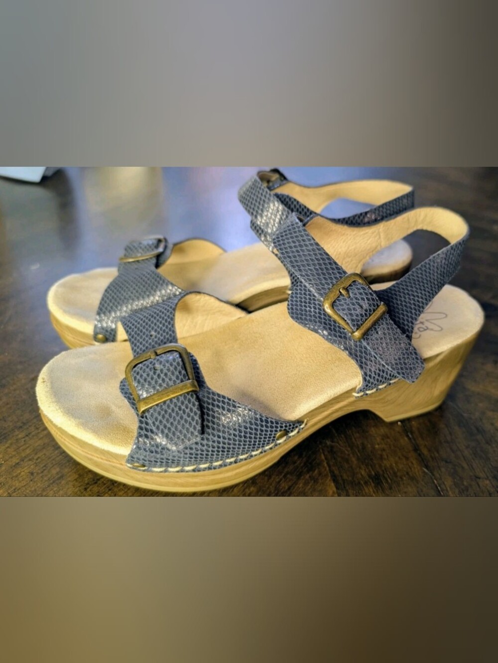 Sanita Daisy Leather Platform Sandals Blue Women's 5.5 / 6 (36)